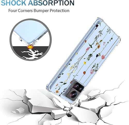 Miniatura 4 de OEURVQO Funda para Moto Edge X30 Pro Edge 30 Ultra transparente con patrón de flores de TPU suave, a prueba de golpes, antiarañazos, funda