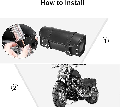 Miniatura 6 de Motoforti Bolsa universal de herramientas para manillar de motocicleta, Ciclismo, horquilla, bolsa de viaje, impermeable, piel sintética, color