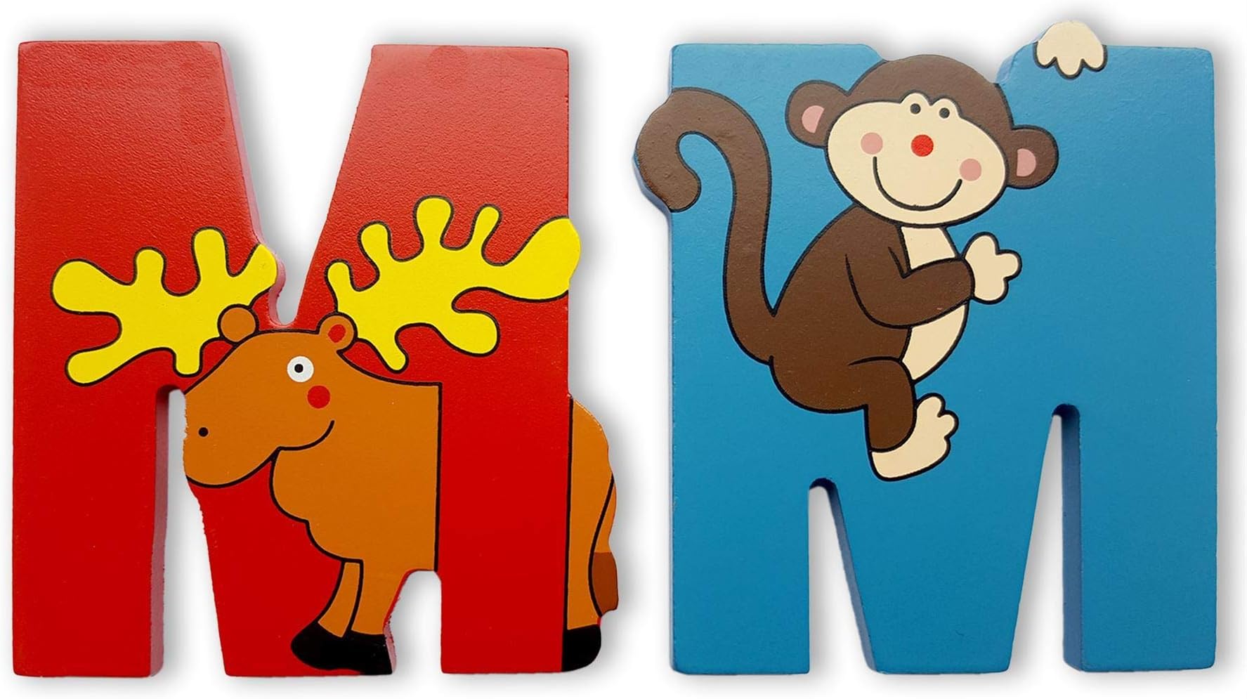 Vinsani® Wooden Jungle Animal Alphabet Letters Personalised Bedroom Wall Door Name (M)