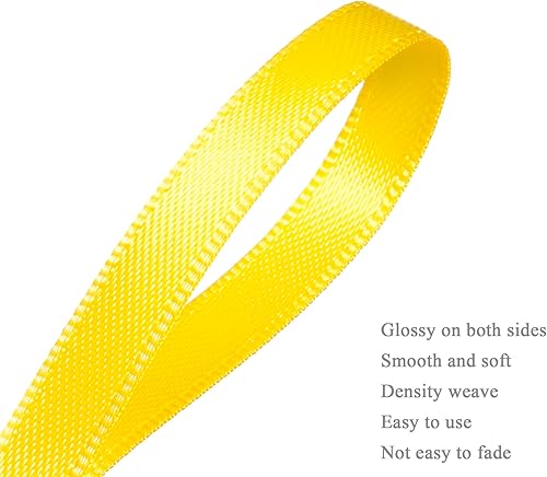 Vista 21 de Cinta de satén de poliéster de doble cara de color sólido, 1 pulgada de ancho, 100 yardas de largo, perfecta para bodas, envoltura de regalos, Oro