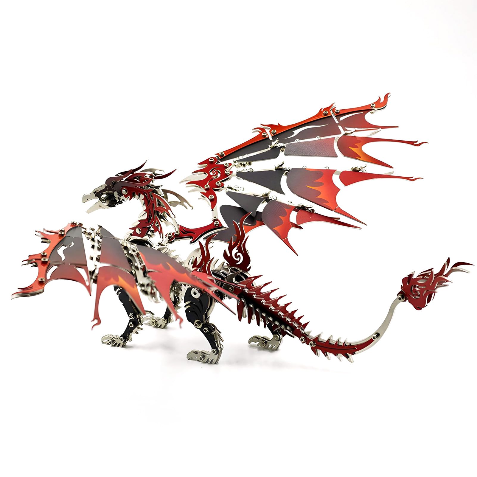 Generic Mechaniczne 3D Metalowe Puzzle ze Smokiem DIY Zestaw do Rękodzieła ze Stali Nierdzewnej dla Hobbystów i Dekoracji Biurowych 9,76x5,94x5,94 Cala