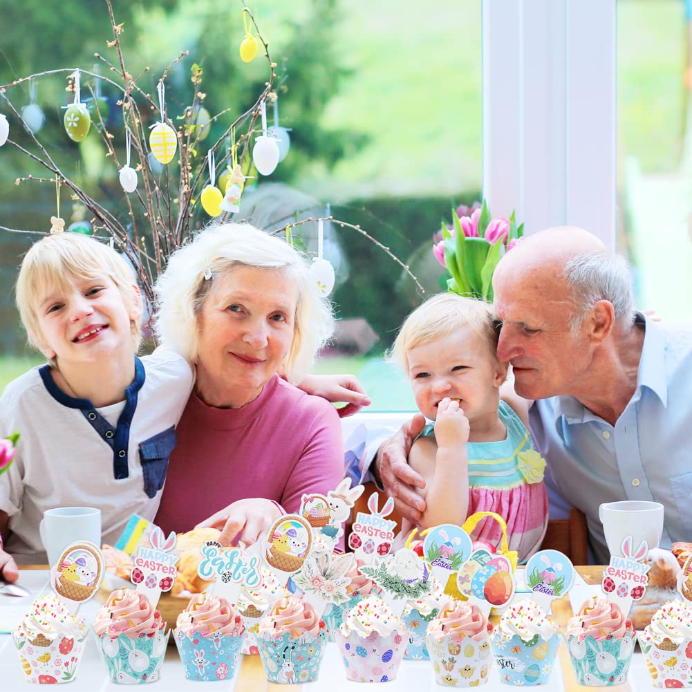 PRINTABLE Easter Cupcake Toppers, Party Circles . Easter Bunny Rabbit Chicks . Happy Easter...
