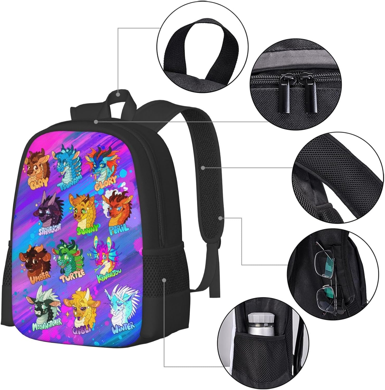 Wings-Of-Fire Dragon Backpack,3d Print Laptop Backpack Lightweight Casual Daypack Bookbag 16.5 In