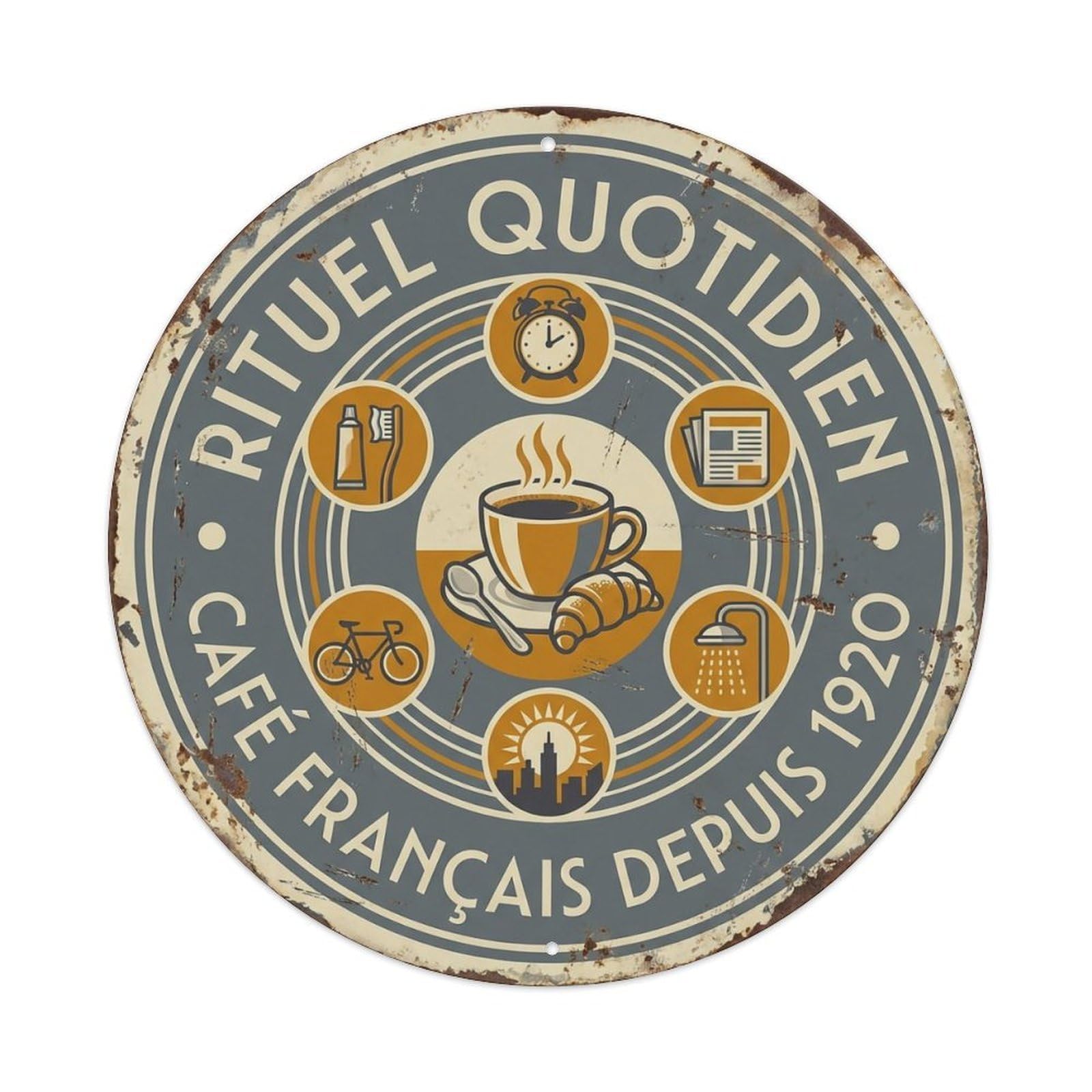 Rituel Daily Gathering Ritual Metal Tin Sign Plaque Wall Decor for Cafe, Club, Garden Round Metal Poster 8x8Inch