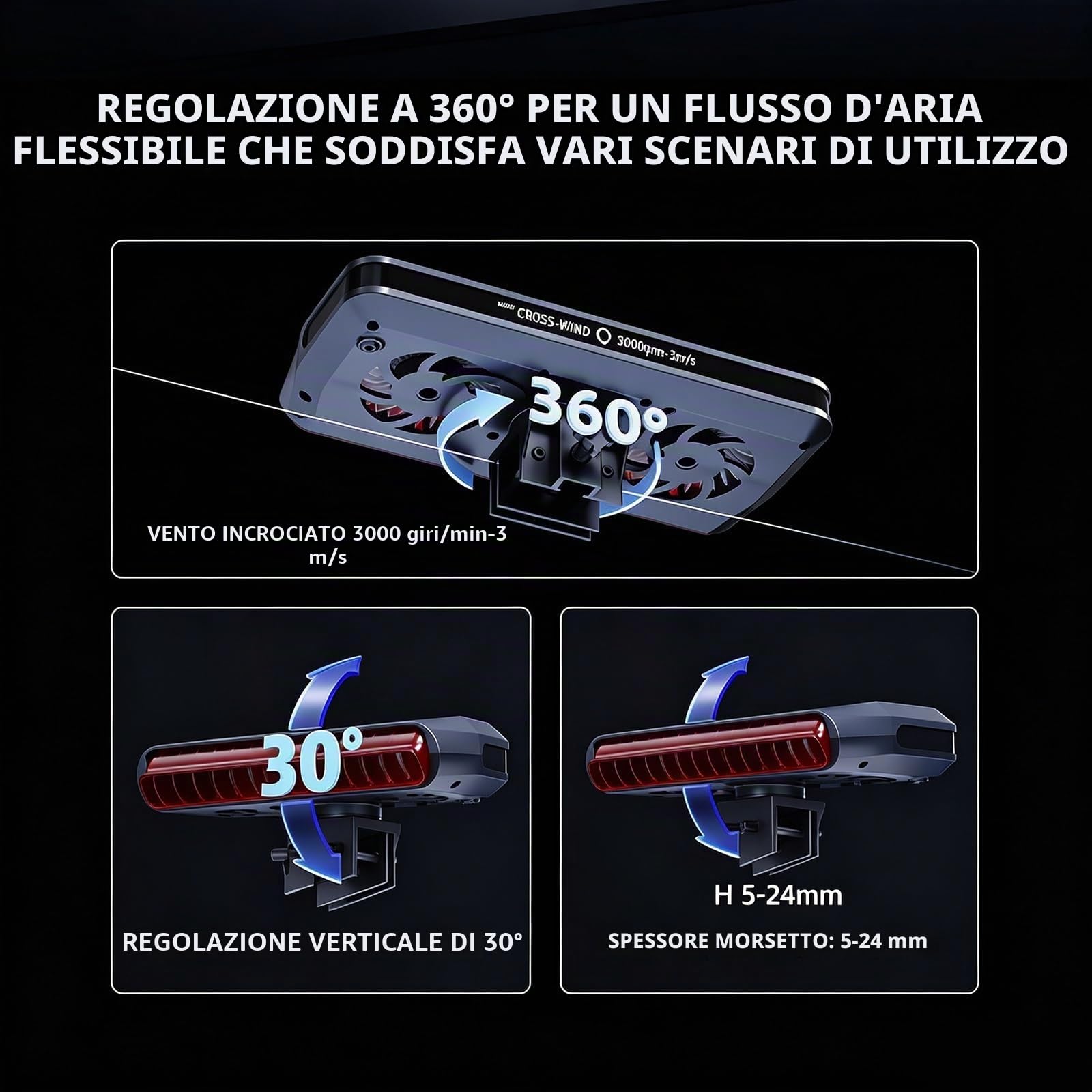 Ventola Di Raffreddamento Per Acquario Con Termostato Intelligente, Refrigeratore D'acqua Regolabile A 3 Velocità Per Accessori Per Serbatoi Axolotl, Dispositivo Silenzioso Per Vasca Per Pesci Marini