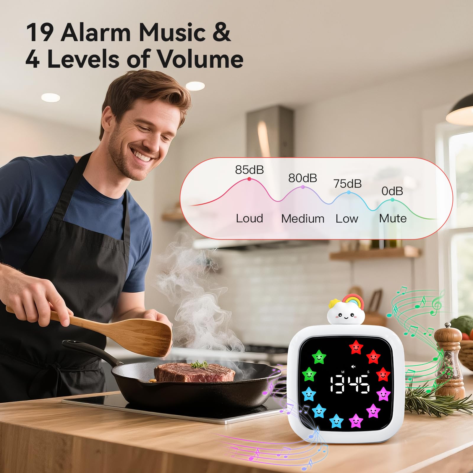 Yunbaoit Visual Timer, Rechargeable 99-Minute Silent Countdown Timer, 9 Optional DIY Color Display - Image 4