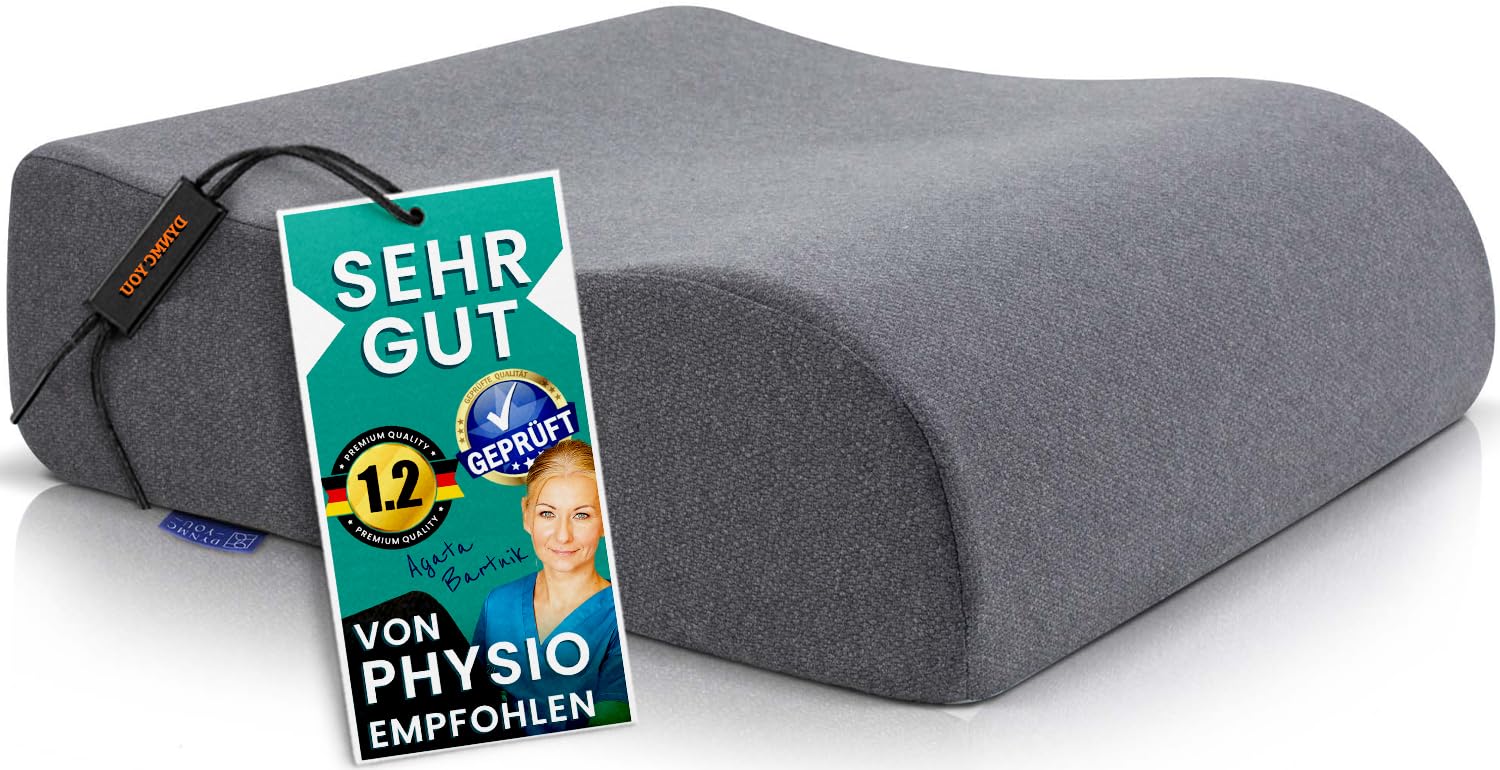 DYNMC you Bequeme Sitzerhöhung Stuhl Erwachsene & Kind - Test SEHR GUT [MIT PHYSIOTHERAPEUTEN ENTWICKELT] - Formstabiles Sitzkissen Stuhl - Perfekte Sitzerhöhung Auto, Büro, Aufstehhilfe (Grau)