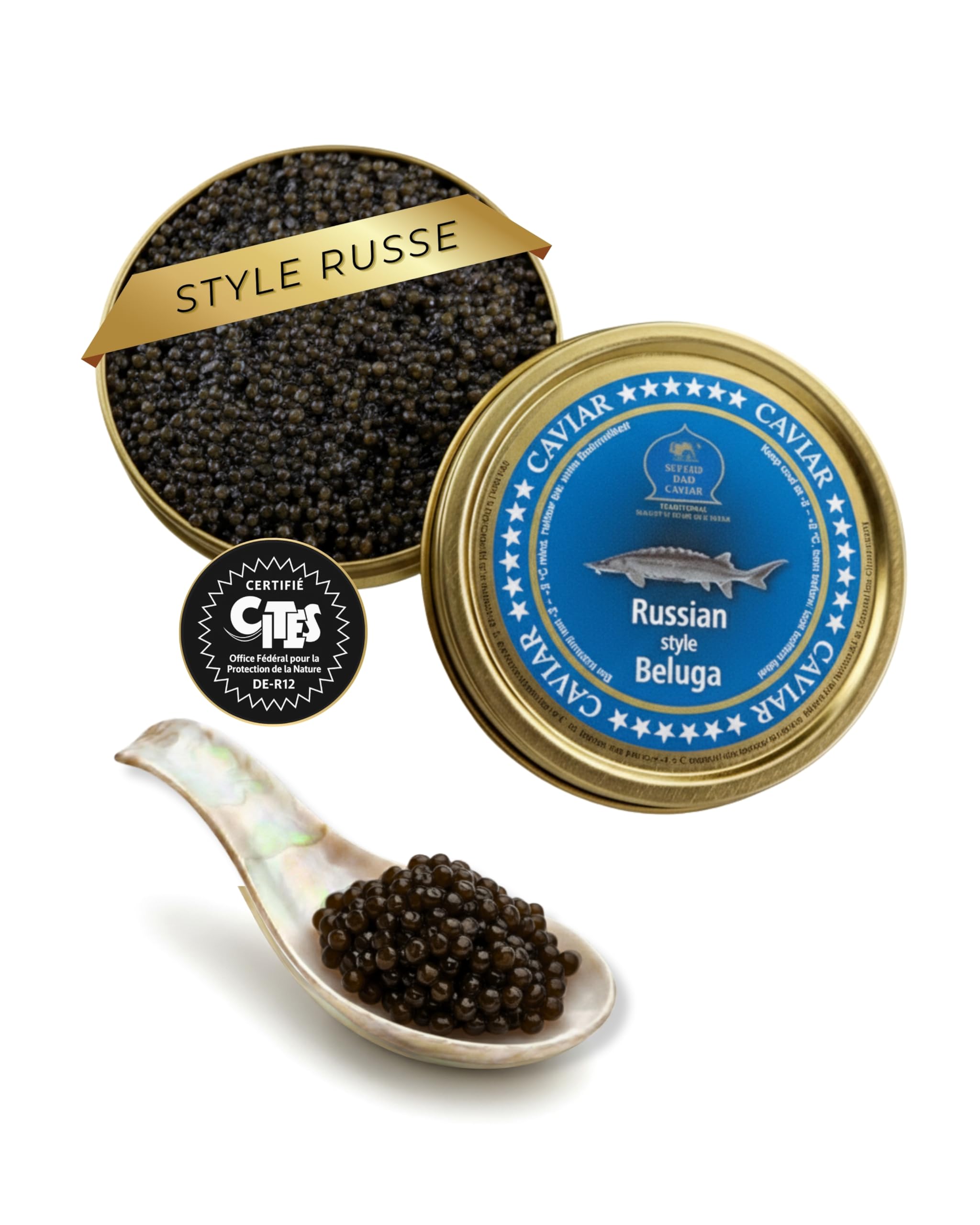 Sepehr Dad Caviar Beluga Russe Style | oeufs d'esturgeon | Elevage CN | 125g