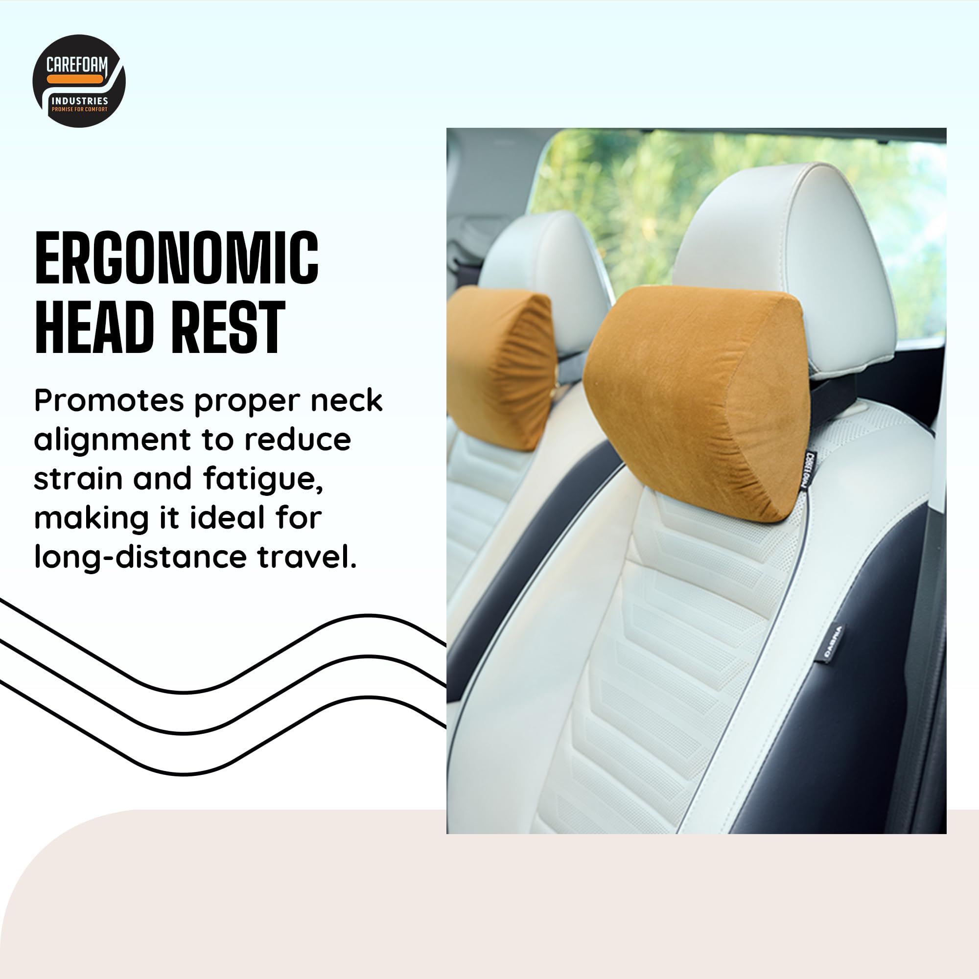 CareFoam Ultimate Memory Foam Car Neck Rest Pillow, Comfortable Rides, Superior Neck Support Cushion, Relieves Neck Pain, Tan Velvet Cover | 14 x11 x5 Inch | Small Pack of 1 4