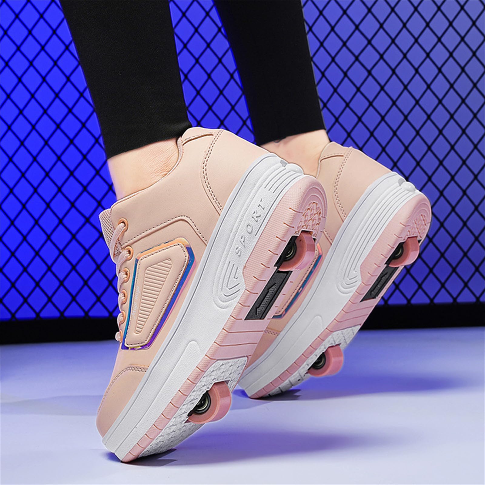 Hixingo Zapatos con Ruedas para Niños y Niñas, Patines Multiusos 2 en 1, Zapatillas Deportivas al Aire Libre Retráctil, Zapatillas de Skateboarding Niña Niño 30-42EU