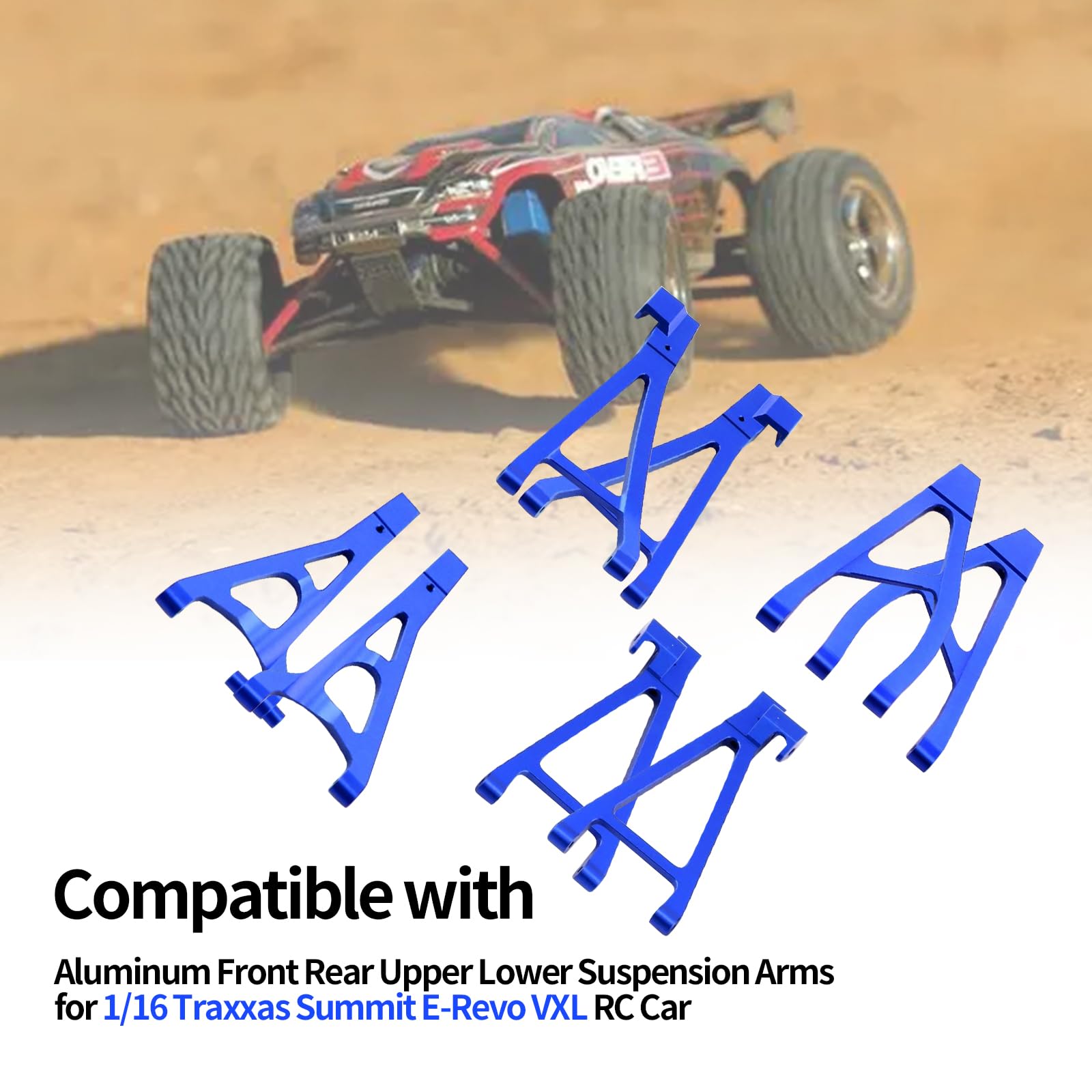 Aluminiowe przednie tylne górne dolne ramiona zawieszenia do 1/16 Traxxas Summit E-Revo VXL RC Car (niebieski)