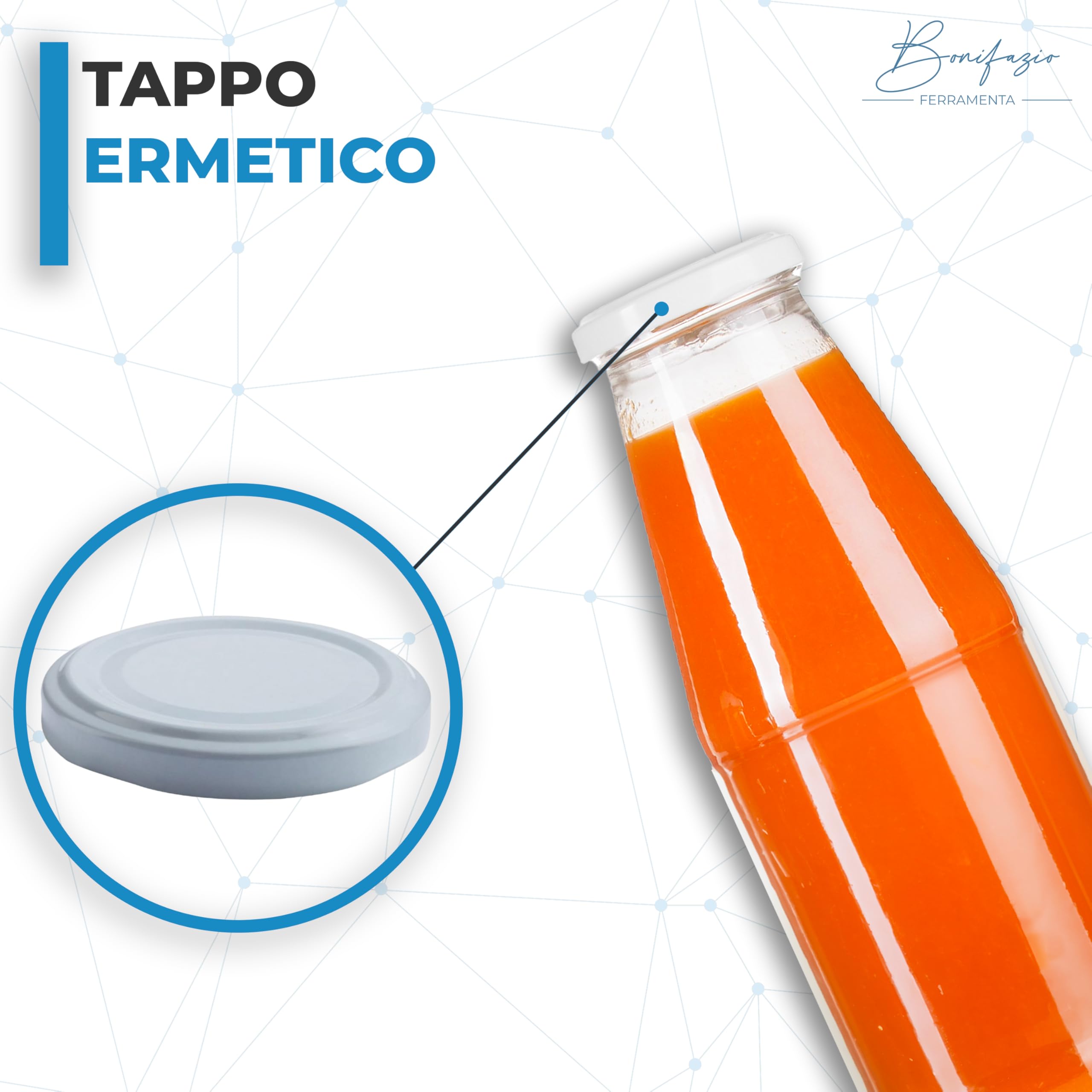 Bottiglia per Salsa Con Coperchio Barattoli (80 pz da 720 ml) Barattolo per Succo Di Frutta Conservazione Bevande in Vetro