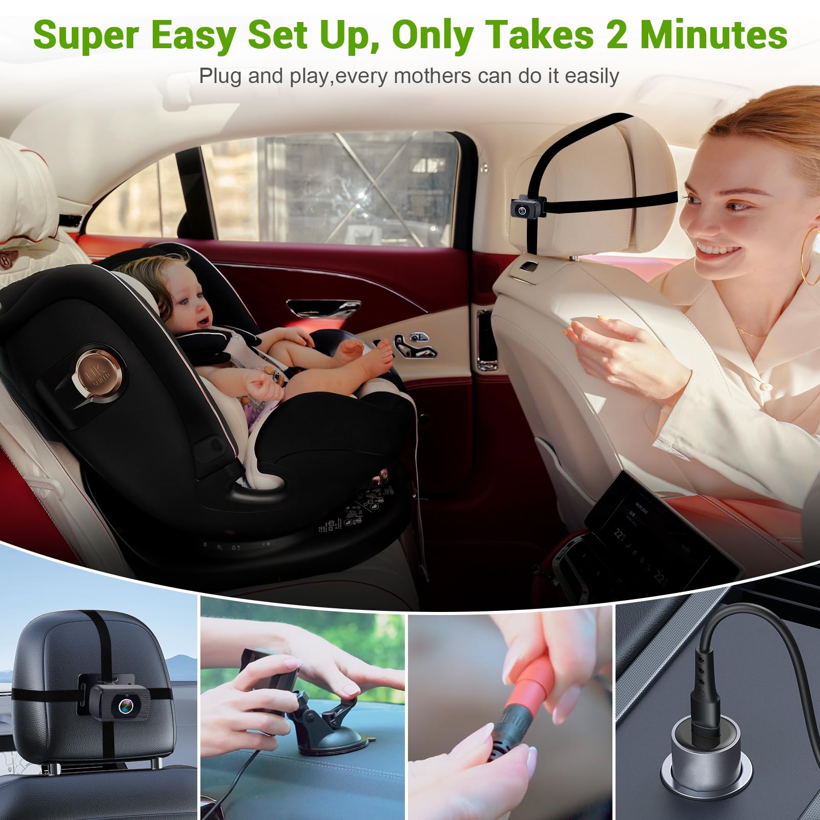Rohent Baby Car Camera HD 1080P for Backseat: USB Plug and Play Easy to Install - Image 4