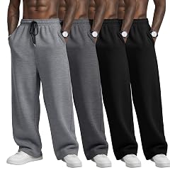 4 Pack Mens Big and Tall Sweatpants Athletic Workout Lounge Open Bottom Pants Drawstring Joggers with Pockets