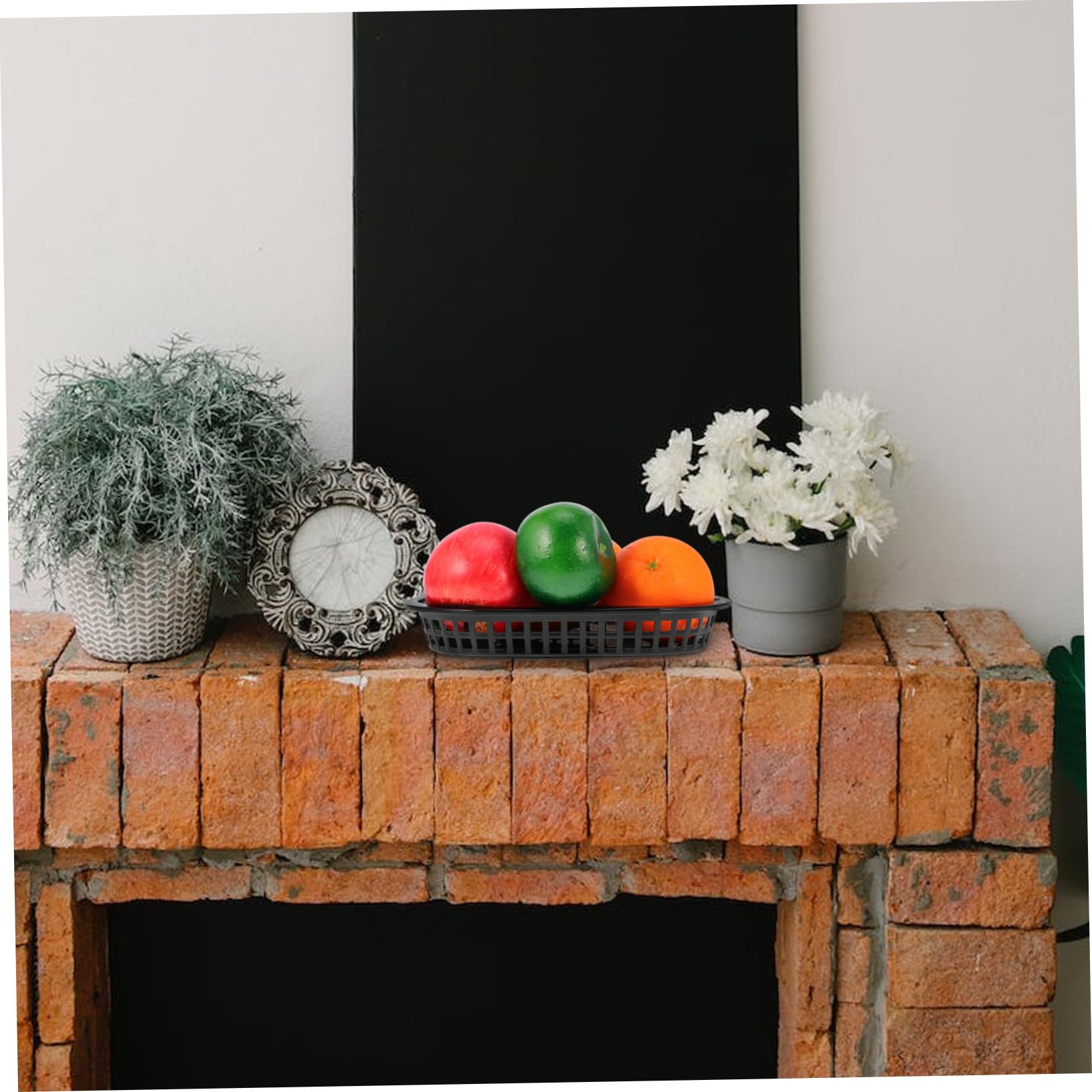 STOBAZA 12Pcs Plastic Fast Food Baskets Boat Shaped Snack Trays for Fruits and Snacks Black and Easy to Clean for Home Hotel and Restaurant Use