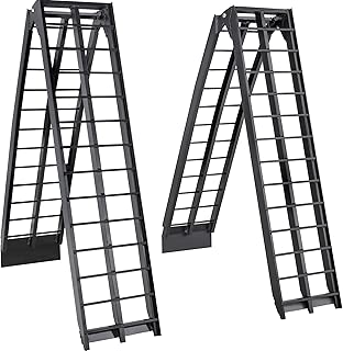 BestEquip Aluminum Ramps 9FT x 11.25 Inch ATV Ramps 1200LBS Capacity Truck Ramps for Car Motorcycle Loading Equipment with Attachment Hook and Serrated Rungs 1 Pair 2 Ramps - coolthings.us