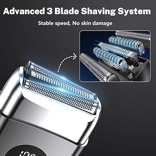 Miniatura 6 de Afeitadoras eléctricas de papel de aluminio para hombres, mini maquinilla de afeitar eléctrica para cara, IPX7 impermeable con pantalla LED grande y