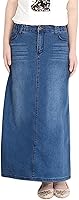CHOUYATOU Women's High-Waisted Stretch Denim A-Line Maxi Skirt - Casual Comfort, Flattering Fit