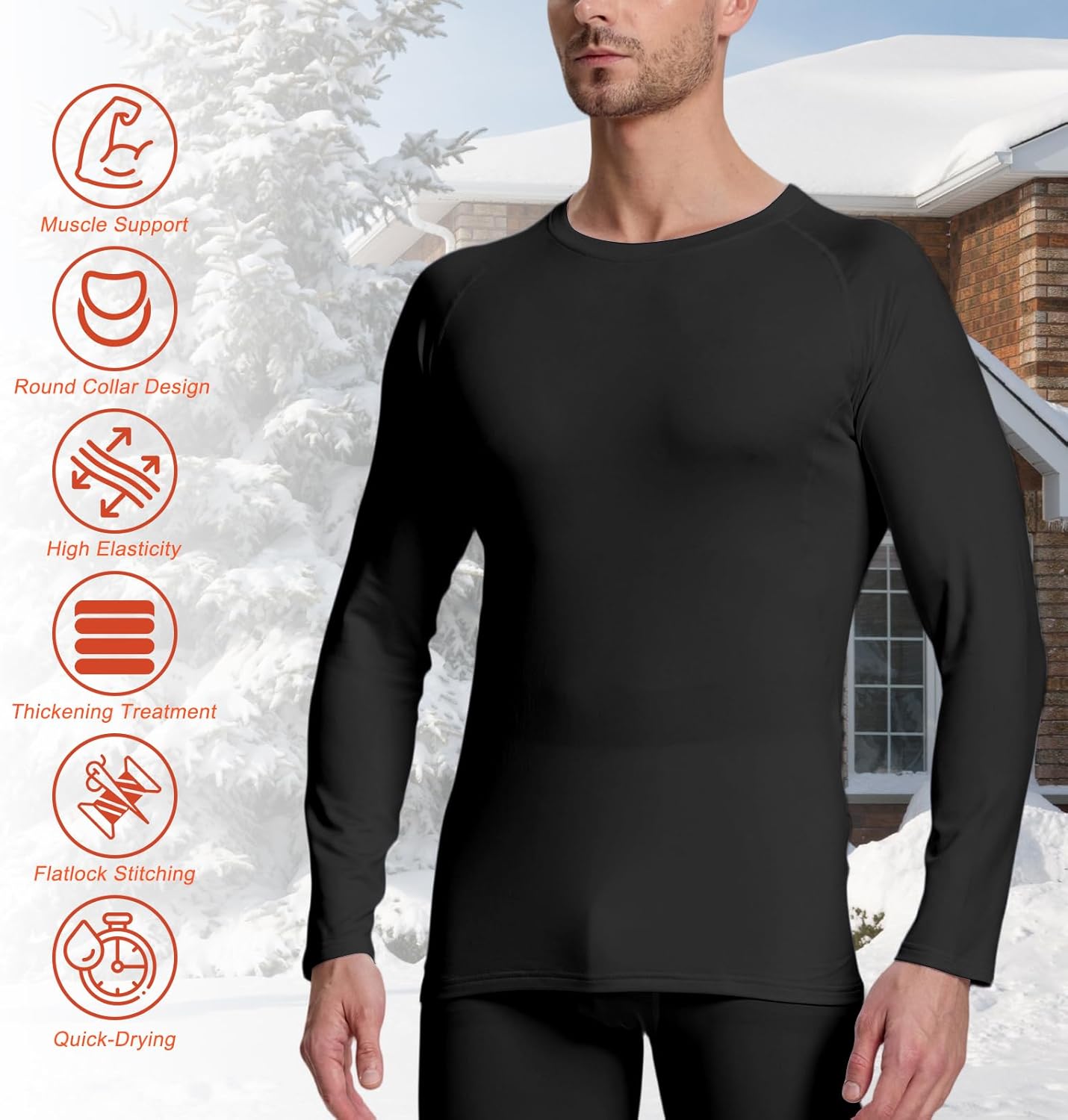 Men’s Thermal Compression Shirts Long Sleeve Athletic Base Layer Top Fleece Lined Cold Weather Undershirt for Workout - Image 4