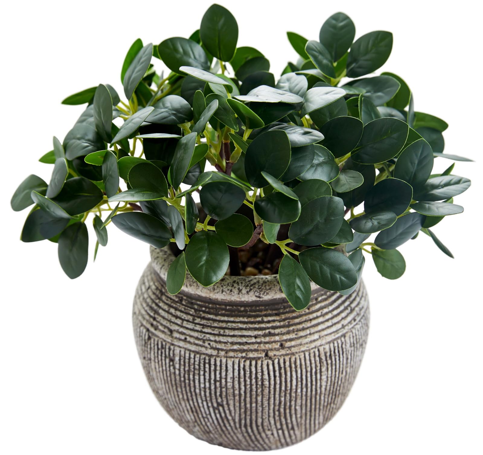 Plante artificielle en pot géométrique noir et blanc pour décorer un bureau moderne
