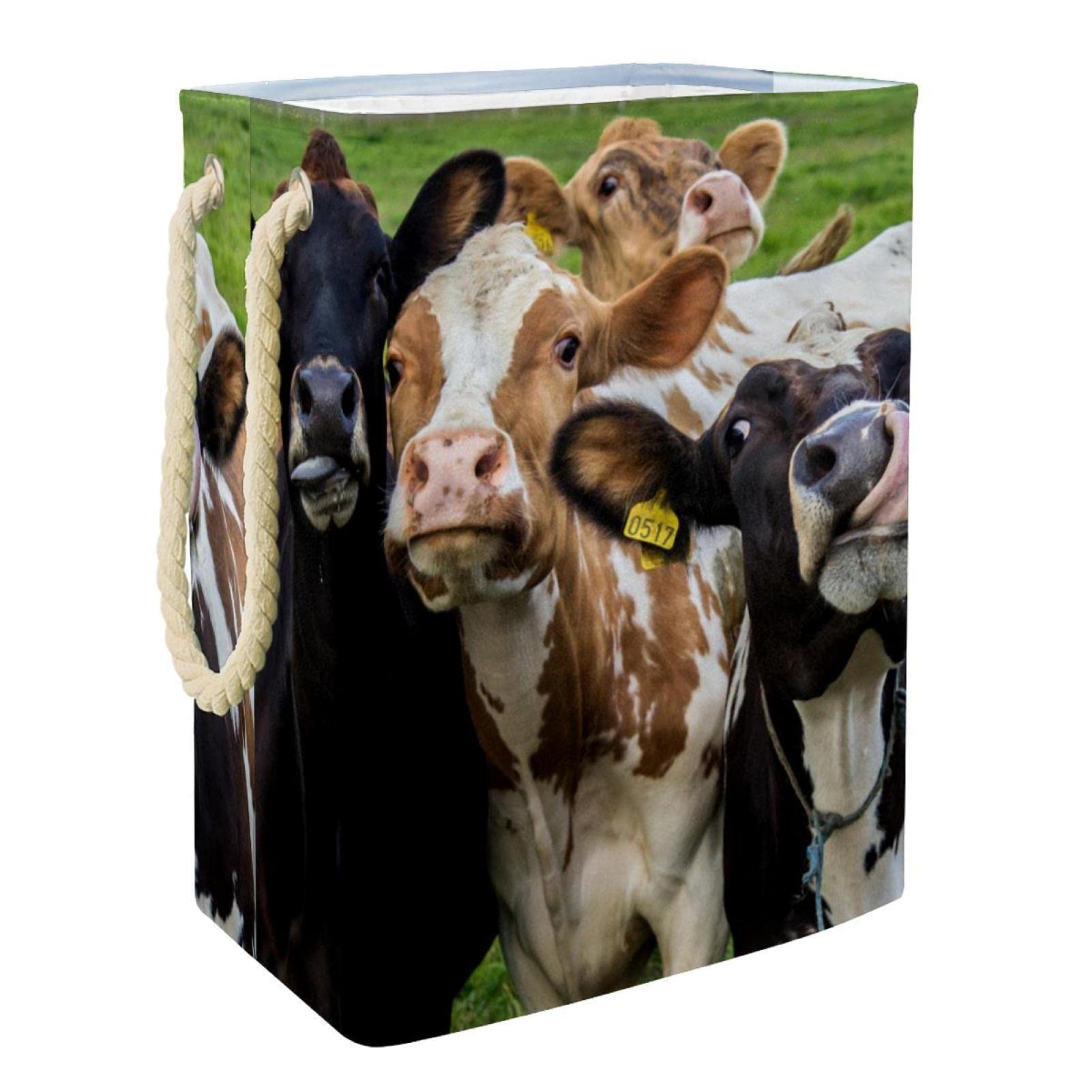 Grand panier à linge personnalisé vache pour ranger la chambre