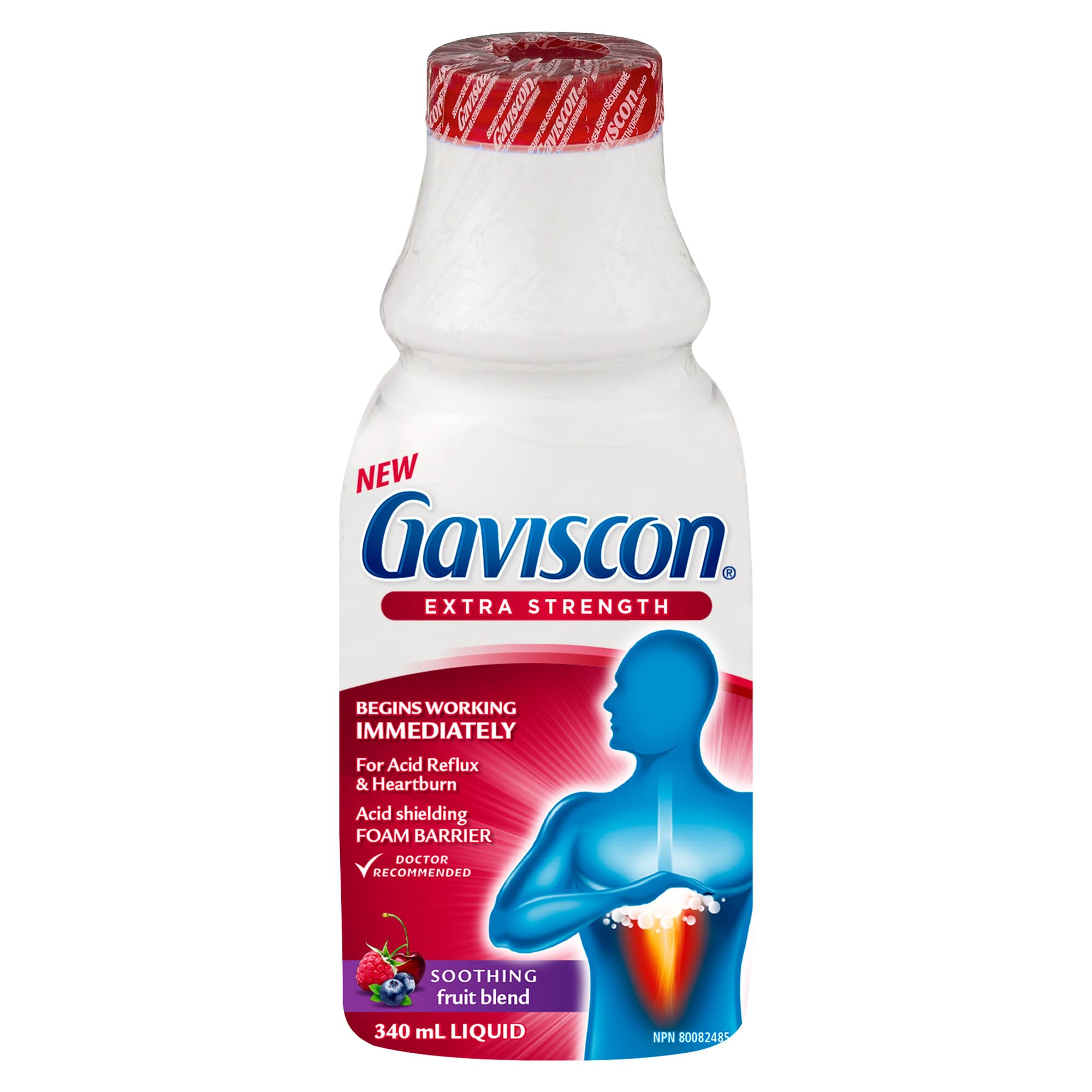 GavisconGaviscon Extra Strength Liquid Fruit | Long-Lasting Acid Reflux and Heartburn Relief | 340ml 1 Count