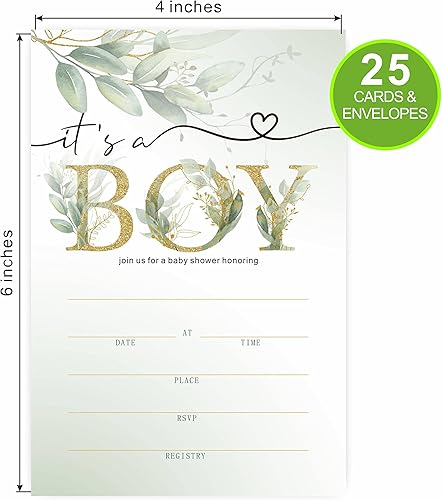 Miniatura 2 de DYIRBIIY Invitación para baby shower, 25 tarjetas de relleno con sobres a juego, 4 x 6 pulgadas, multicolor