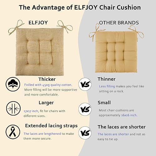 Miniatura 3 de ELFJOY Cojines de mecedora para silla mecedora, cojines de madera para mecedora, cojín de respaldo alto y cojín de asiento, juego de 2 piezas