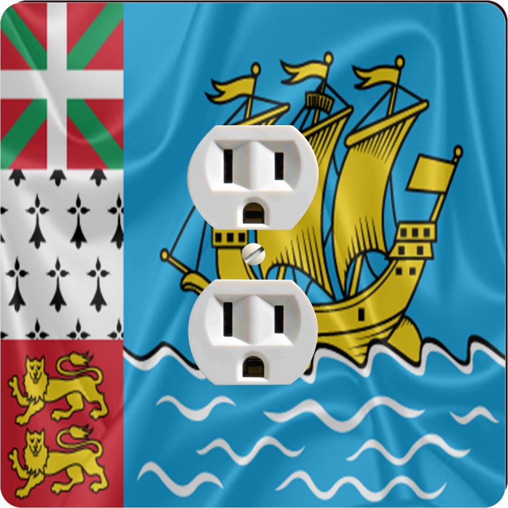 Plaque de sortie Outlet 2838 drapeau Saint Pierre et Miquelon pour décorer votre salon