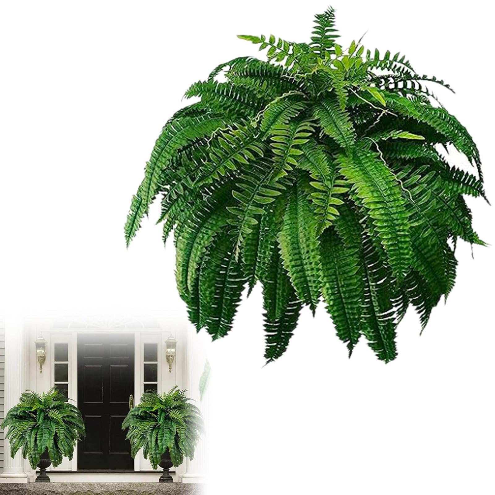 Fougère artificielle Boston 60 branches plante verte synthétique pour pot intérieur et extérieur