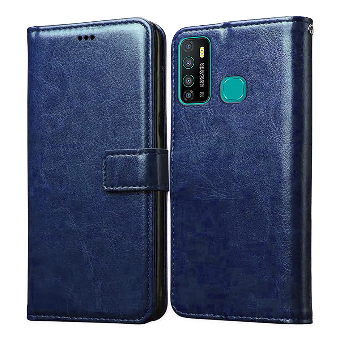 Casotec Flip Cover for Infinix Hot 9 | Premium Leather Finish | Inbuilt Pockets & Stand | Flip Case for Infinix Hot 9 (Blue) (B09SD9JCQD) Amazon Price History, Amazon Price Tracker