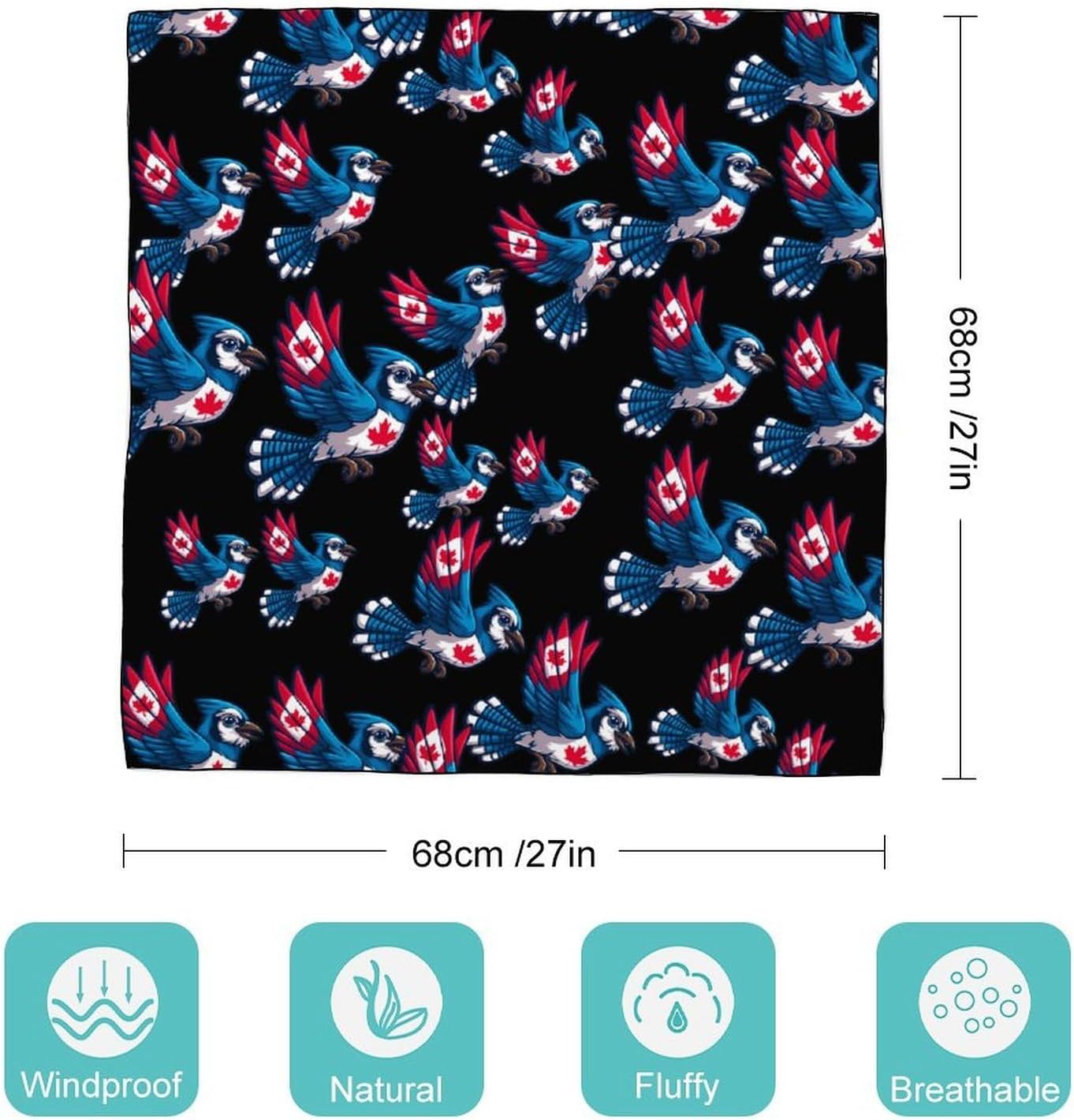 Canadian-Jay-Bluebird Silk-Like Square Scarf for Women Vintage Printed Neck Scarf Bandanas Hair Scarves