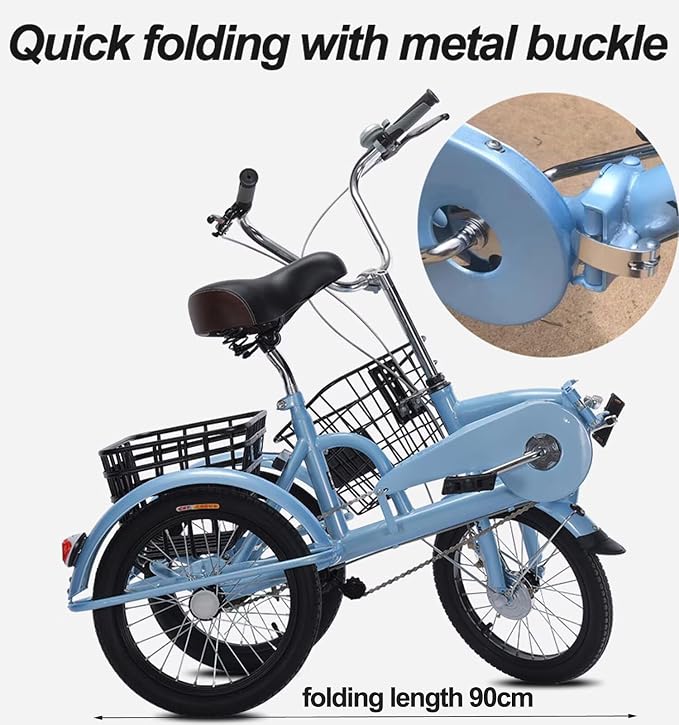 Triciclo plegable con cesta trasera 16 pulgadas miniatura 8