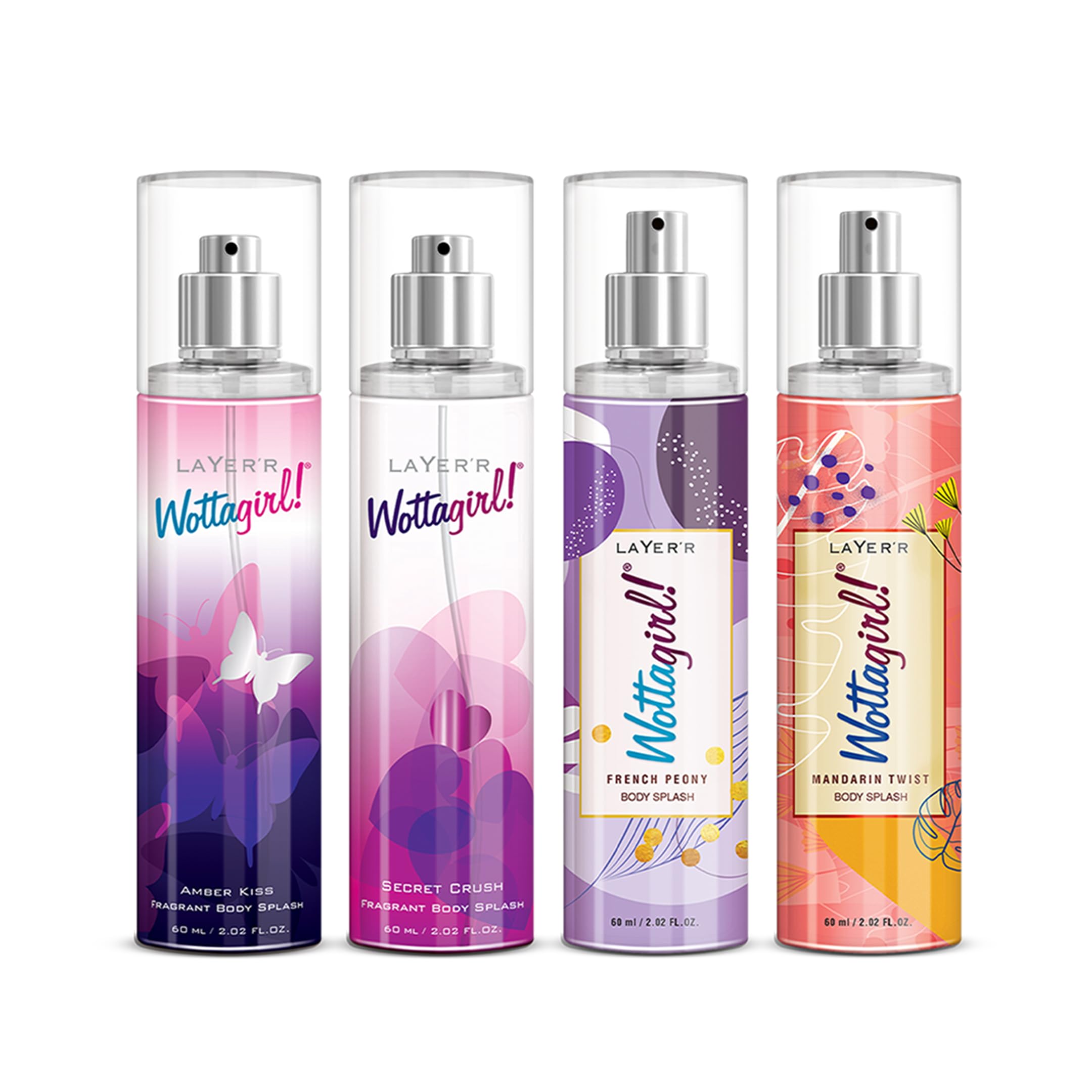 Wottagirl Body Splash Combo Pack of 4 - For Women (240ml, Pack of 4)