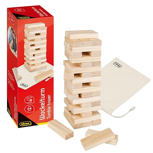 Idena 40087 - Wackelturm Jeu en Bois, Jeu d'adresse avec
