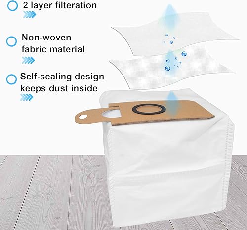 Miniatura 4 de Paquete de 9 bolsas de polvo para iHome Nova, para Kyvol Cybovac S31, para Uoni V980 Plus, Honiture Q6, para M7 ProM7 MaxM8 Pro, para Neabot NoMo