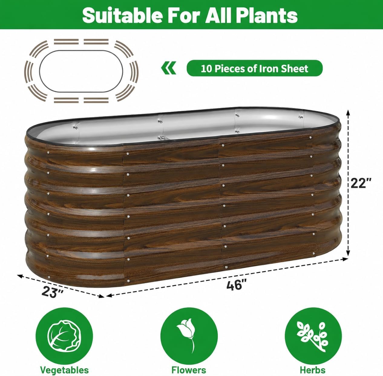 SnugNiture Galvanized Steel Raised Garden Beds - 2 Pack -2 SnugNiture Galvanized Steel Raised Garden Beds - 2 Pack -2