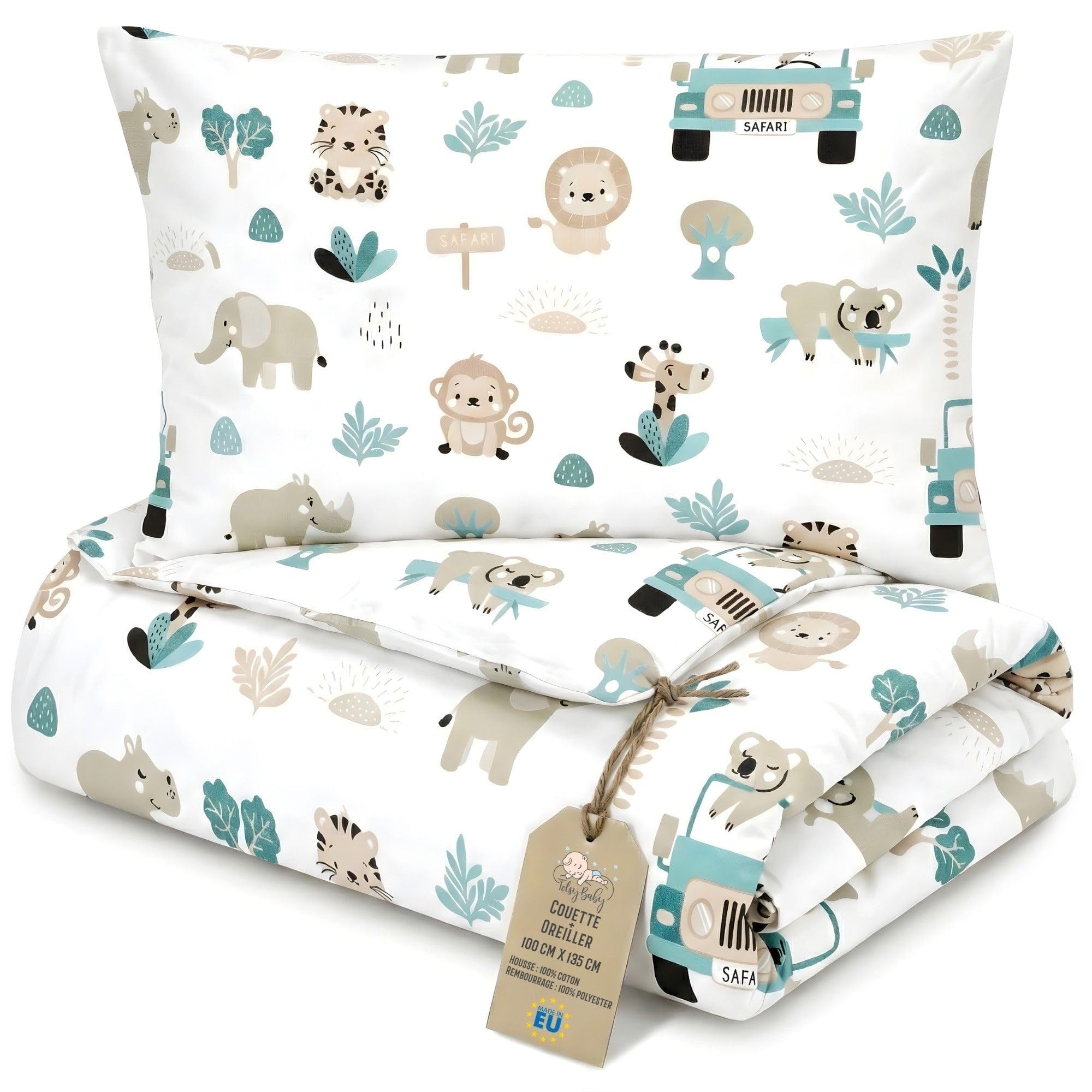 Parure duvet pour lit bébé 100x135 cm pour des nuits douces en coton