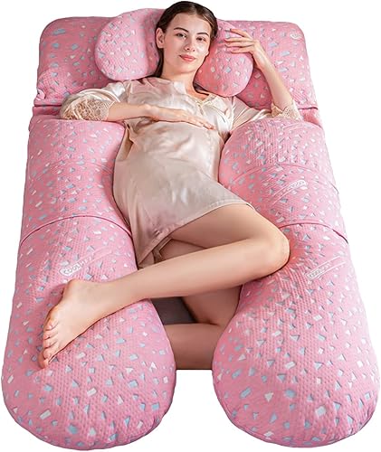 Miniatura 8 de Almohada de embarazo con almohada de memoria, almohada corporal en forma de U para mujeres embarazadas para ayudar a dormir, con funda de algodón