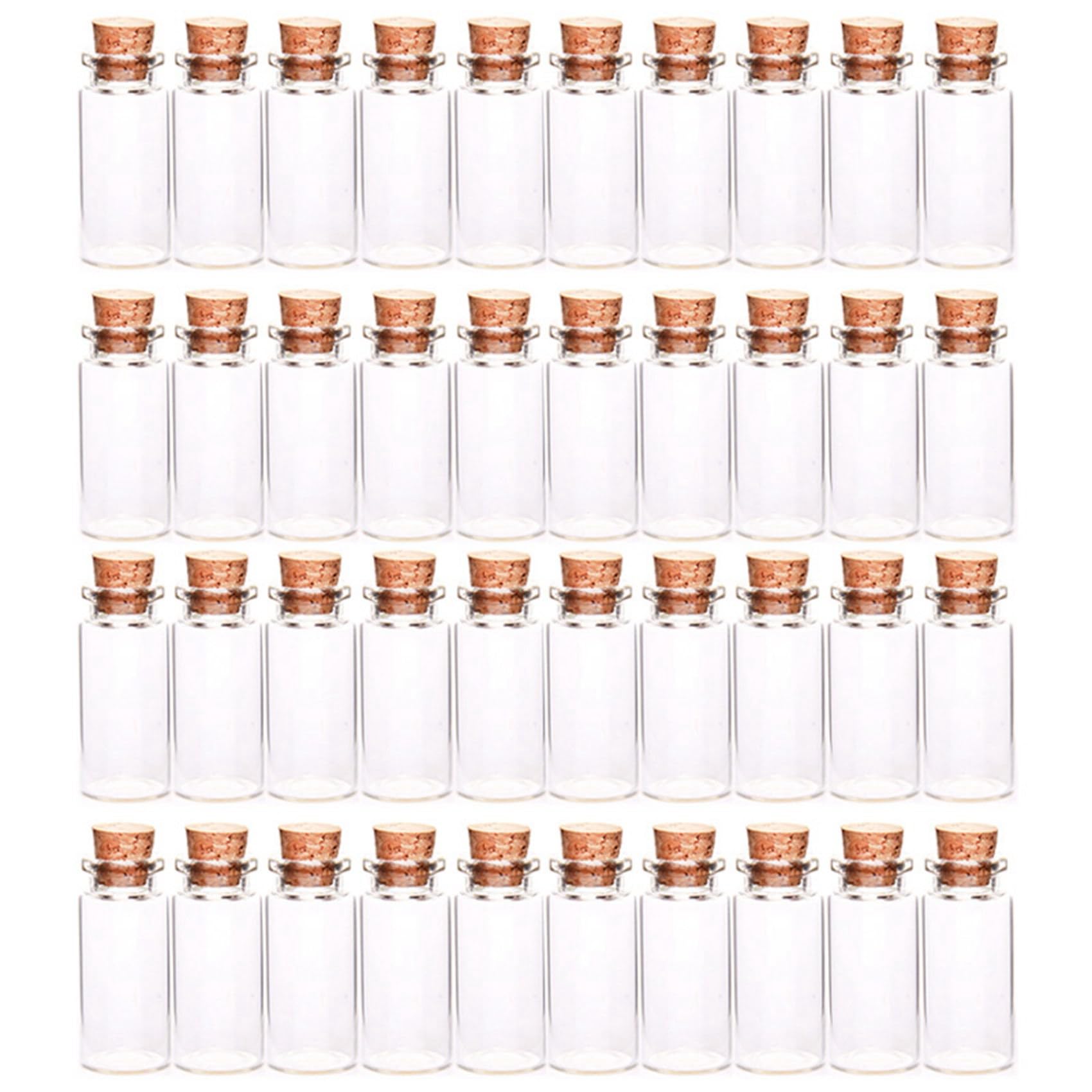 Hndhbfgrt 40 Pcs Vials Bottles Mini Glass Bottle with Cork Stopper Wish Bottles, for Weddings, Creations and Decorations(10Ml)