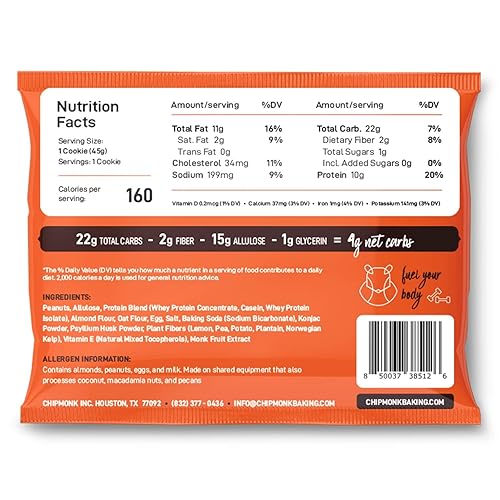 Miniatura 2 de ChipMonk Galletas para hornear, mantequilla de maní con alto contenido de proteínas, aperitivos de gimnasio dietéticos bajos en carbohidratos,