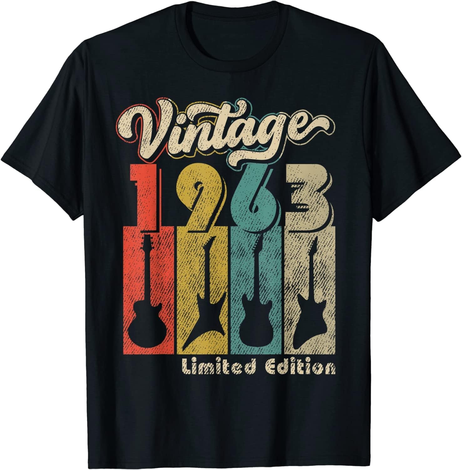 Vintage 1963 Guitar Made in 1963 Awesome 60th Birthday Gift ds3090 T-Shirt Cotton T-Shirt - Regular Fit, Printed T-Shirts for Men 3423