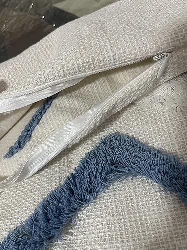 Miniatura 3 de Funda de almohada geométrica con borlas, funda de almohada copetuda, funda de cojín lumbar bohemia para sofá, sala de estar y cama, color blanco, 12