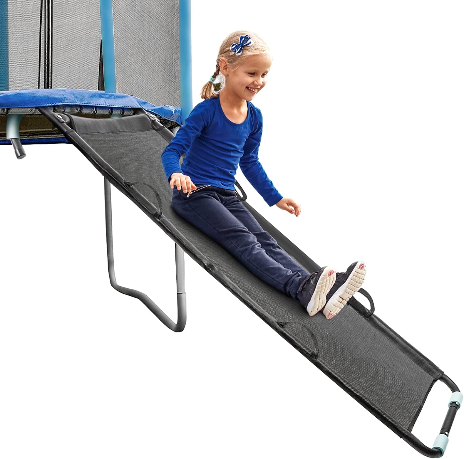 TANOSHII® Universal Trampoline Slide with Handles, Safer Than Ladder, Easy to Install, Fit All Kinds of Trampolines, Sturdy 60" Trampoline Slide for Kids