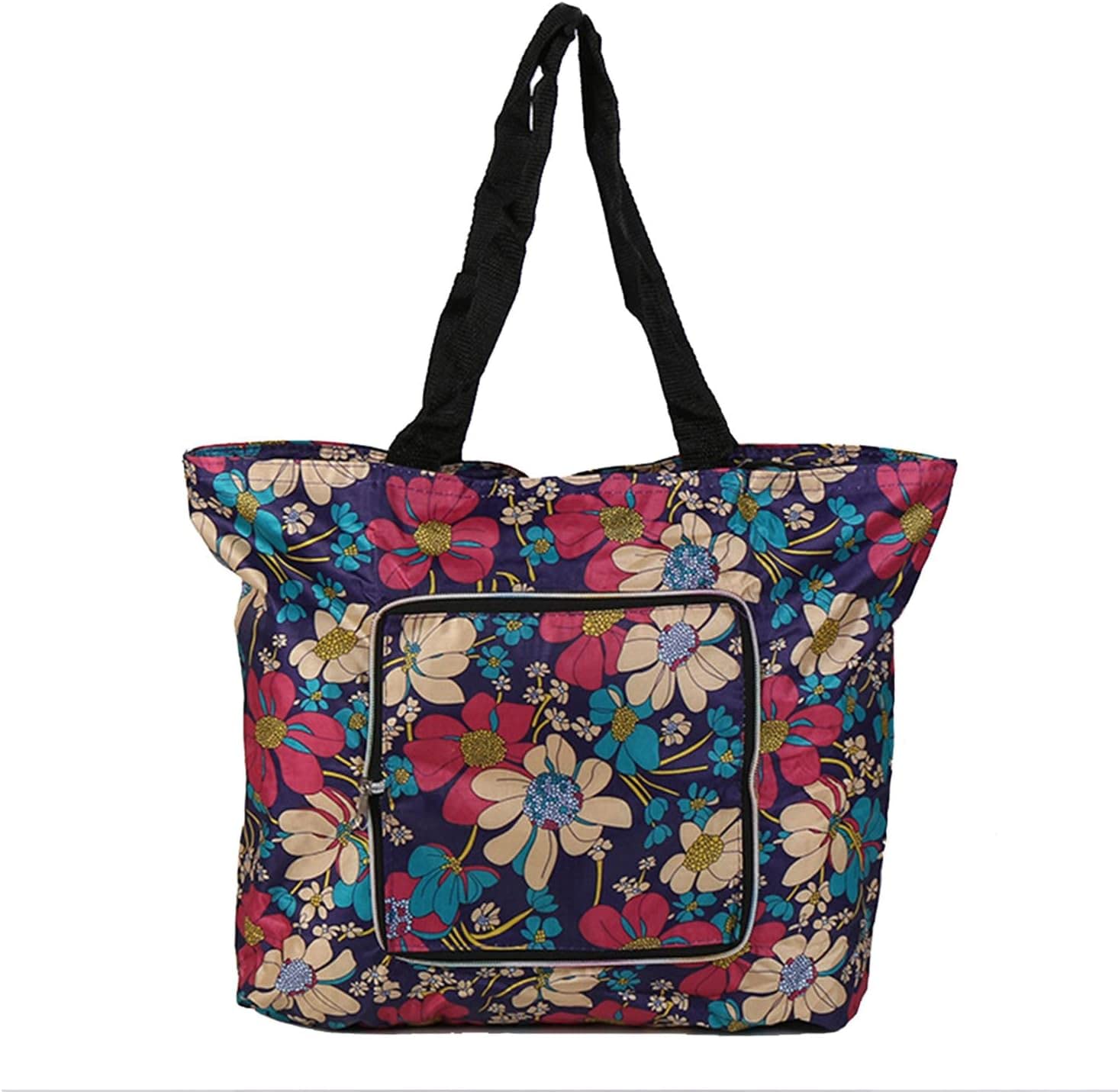 Auony Shopping Tote Bags, Reusable WashableFoldable Shopper Bag Grocery Bags Washable Tote Bag for Shopping & Travel as a Great Gifts (Flower)