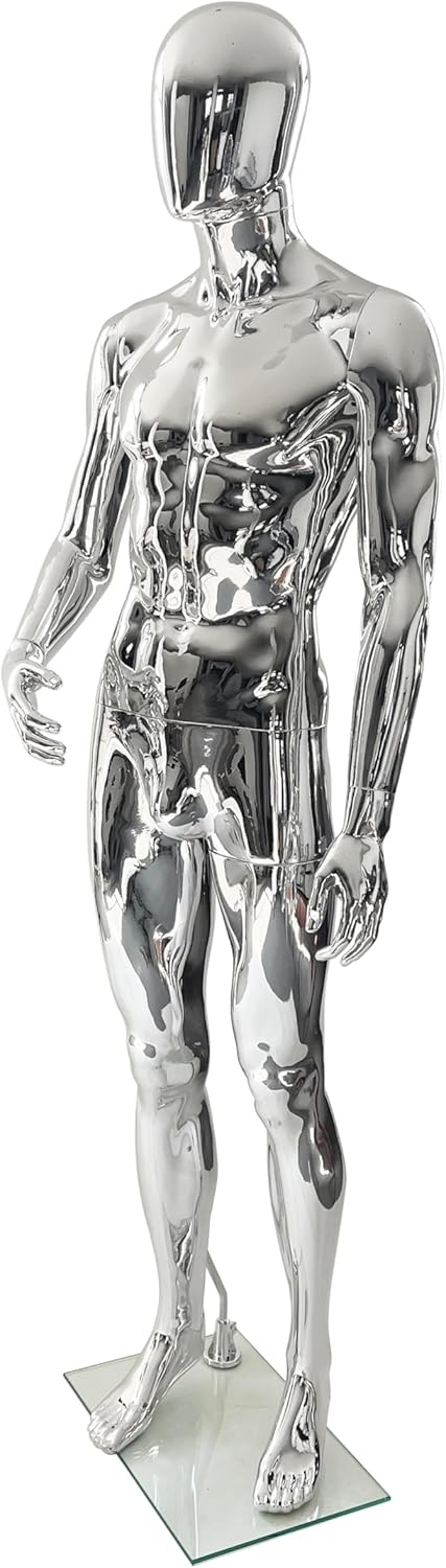 72 in Silvery Male Mannequin Dress Form Display - Manikin Torso Stand Realistic Full Body Mannequin for Retail Clothing Shops