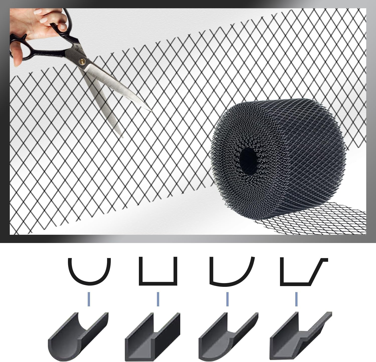 6 Inch X 100 Feet Gutter Guard Mesh Roll,Leaf Filter Gutter Protection Roll with Installation Screws,DIY Leaf Filter Rainwater,Used for Filter Roof Tree Branches (Black 6inch X 100ft)