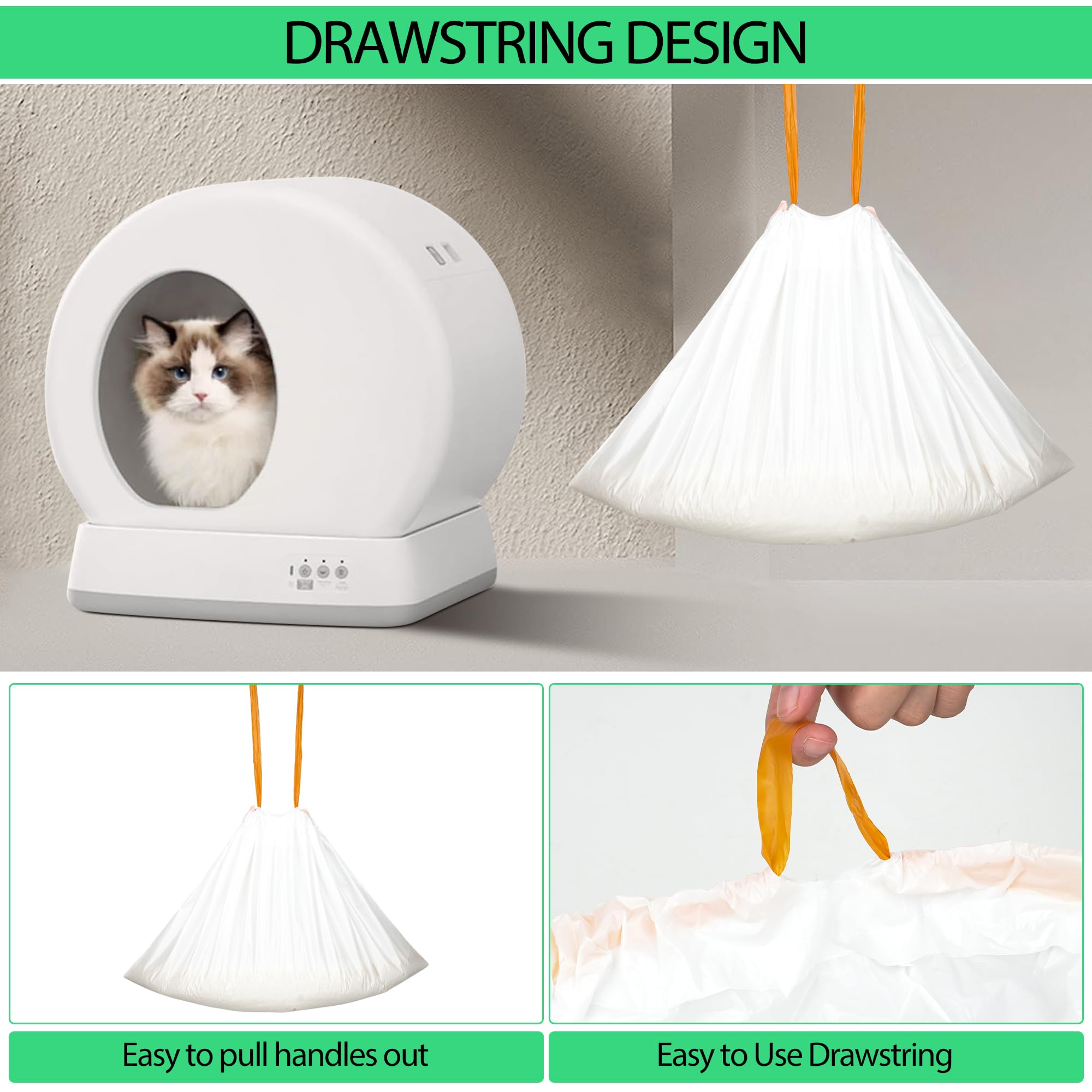 120 bolsas de basura para gatos de 18 x 12.6 pulgadas y bolsas de basura reemplazadas para caja de arena para gatos MW-SC01, bolsas gruesas y resistentes de repuesto para cajones de residuos para caja