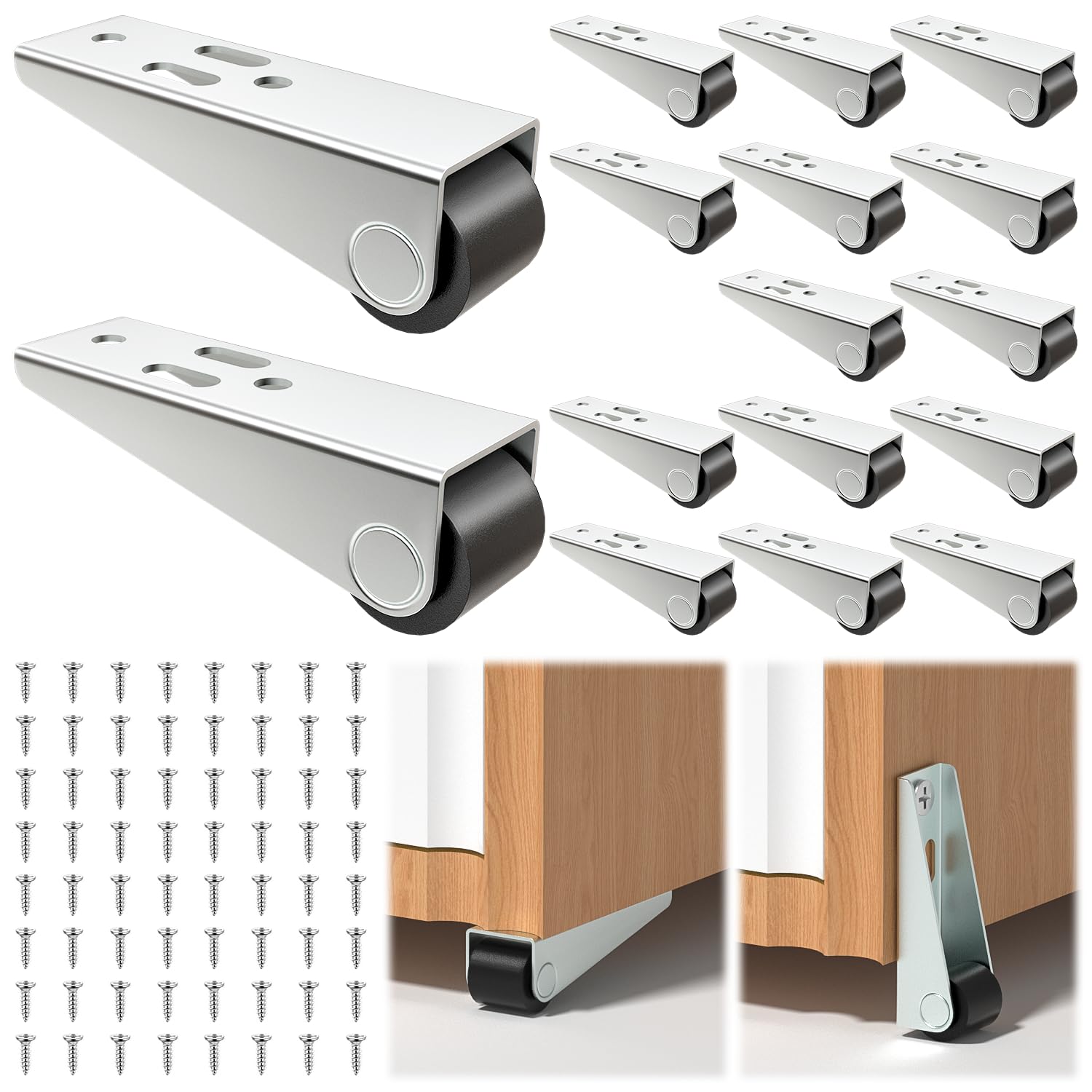 Petites roulettes de 2,3 cm fixes pour meubles et tiroirs sous le lit Lot de 16