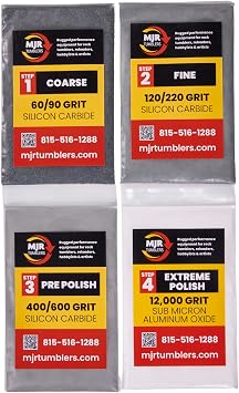 Refill Grit Kit w MJR Tumblers Premium Quality Extreme Polish 12,000 Grit Sub Micron Aluminum Oxide Polish for Unparalleled Result. For 15lb Rock Tumblers w Silicon Carbide, Disabled and Veteran Owned